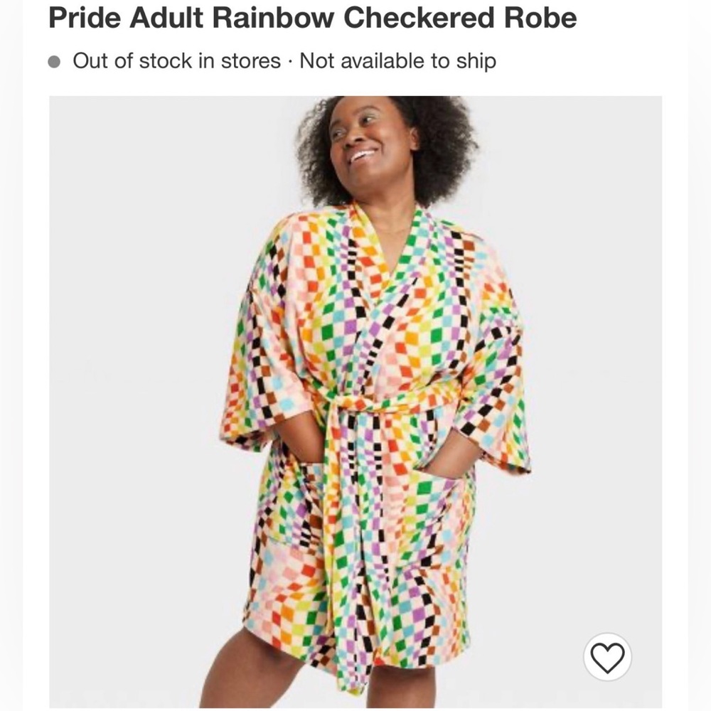 PRIDE Adult Unisex Rainbow Checkered Robe Target Size XS/S - Picture 2 of 4